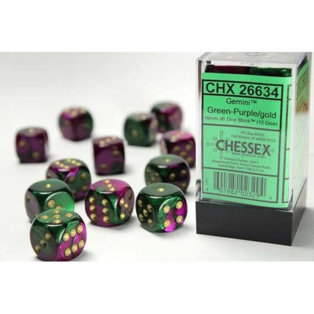 Chessex 16 MM Green Purple Gold