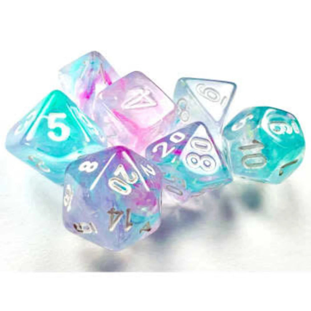 Chessex - Polyhedral (7 set) - Nebula - Wisteria/white (glow)
