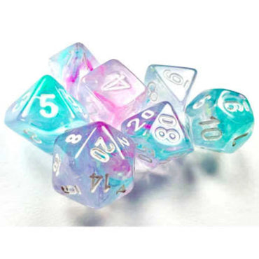 Chessex - Polyhedral (7 set) - Nebula - Wisteria/white (glow)