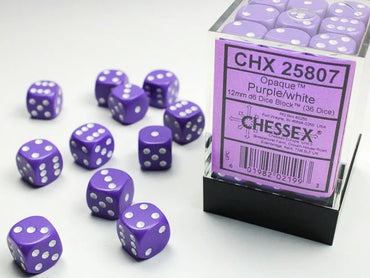 Chessex 12 MM Opaque Purple/White
