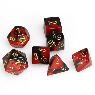 Chessex Mini 7pc - Gemini - black - Red/Gold
