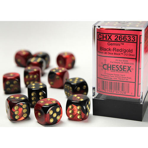 Chessex 16 MM - Gemini - Black-red/Gold