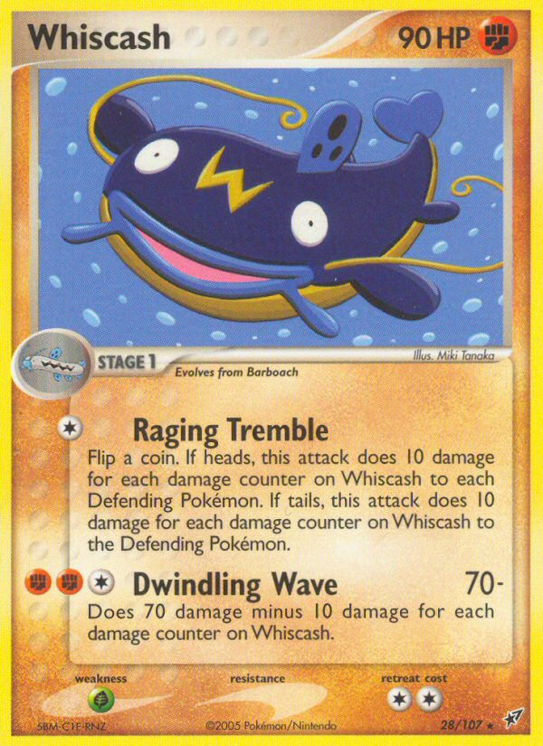 pokemon whiscash card - 48/97 Non-Holo Uncommon (Dont apply Weakness and Resistance for Benched Pokmon.) Weakness Grass 2 Retreat Cost Whiscash U 039/071 1