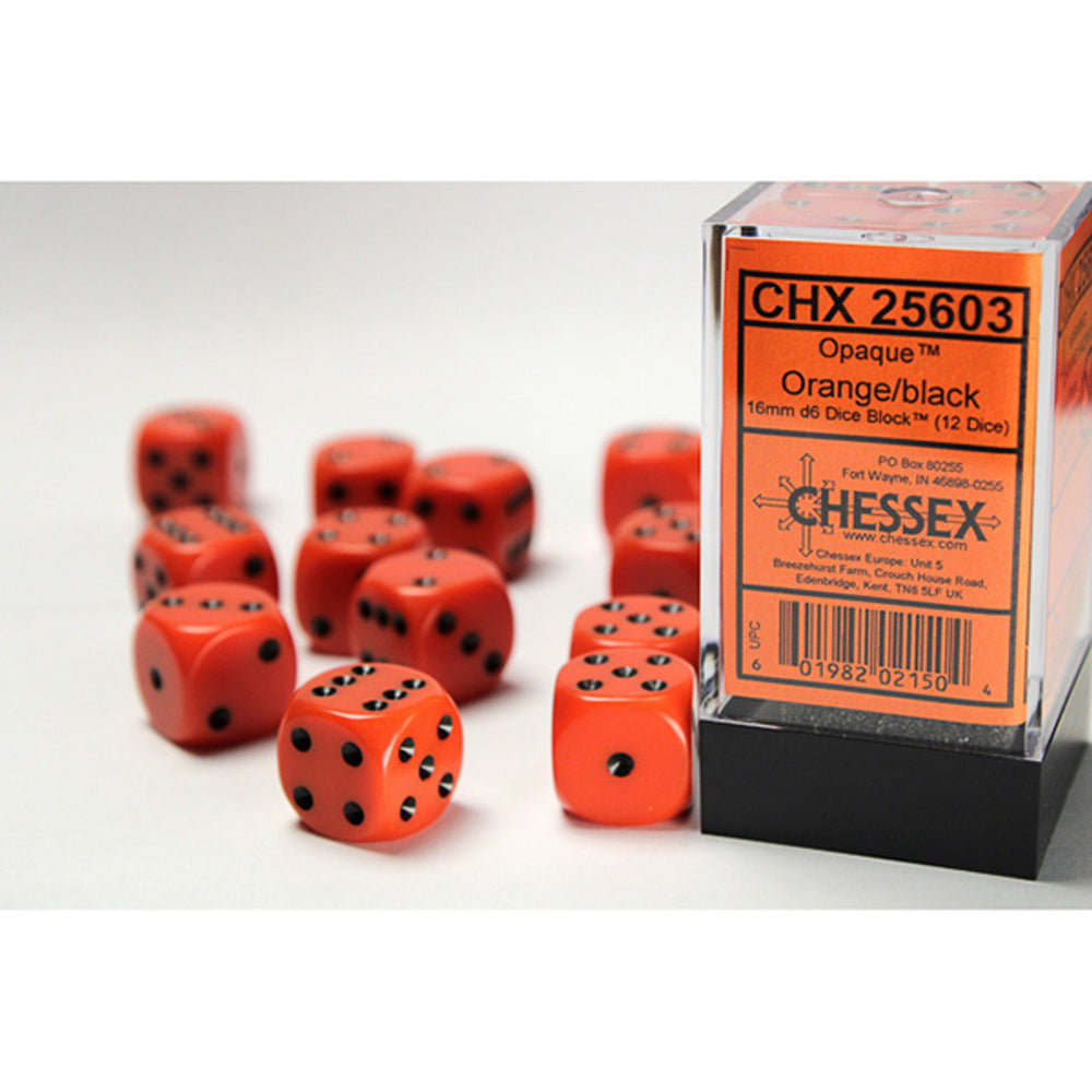 Chessex 16 MM - Opaque - Orange/Black