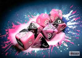 Chessex Mini 7pc - Gemini - Black-Pink/White