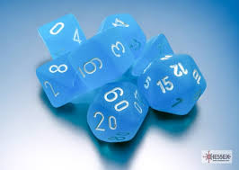 Chessex Mini 7pc - Frosted - Caribbean - Blue/White