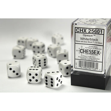Chessex 16 MM - Opaque - White/Black