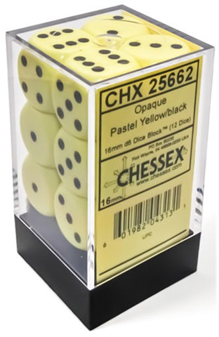 Chessex 16 MM - Opaque - Pastel Yellow/Black
