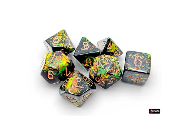 Chessex - Polyhedral (7 set) - Brushed - Deep Forest/gold
