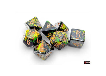 Chessex - Polyhedral (7 set) - Brushed - Deep Forest/gold