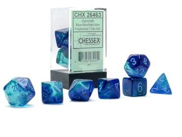 Chessex Polyhedral 7 Die Set - Gemini - Blue-Blue/Light Blue