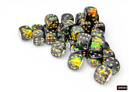 Chessex - 12mm - Brush - Deep Forest/gold