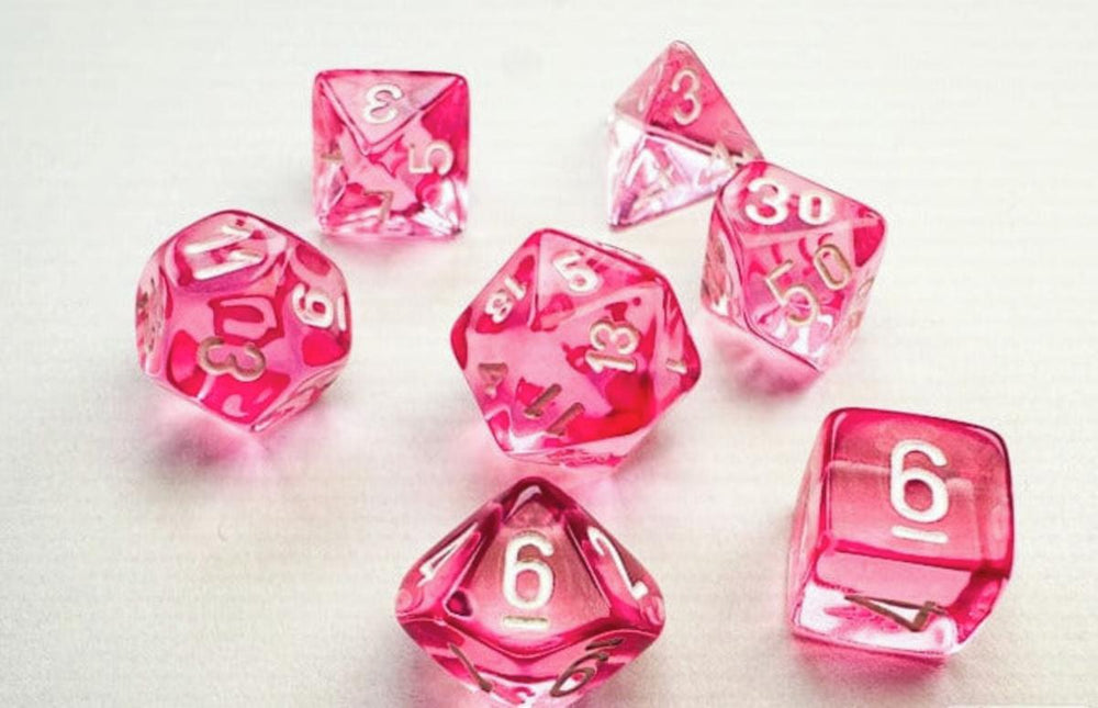 Chessex Mini 7pc - Translucent - Pink/White