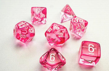 Chessex Mini 7pc - Translucent - Pink/White