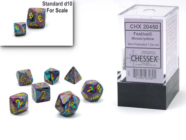 Chessex Mini 7pc - Festive - Mosaic/Yellow