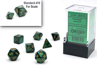 Chessex Mini 7pc - Scarab - Jade/Gold