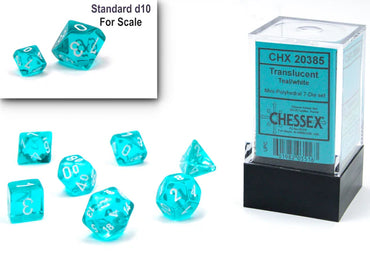 Chessex Mini 7pc - Translucent - Teal/White