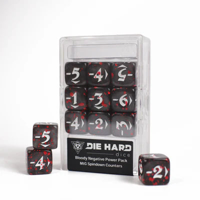 Die Hard Dice - Spindown Counters - Negative Power Pack - Bloody Black
